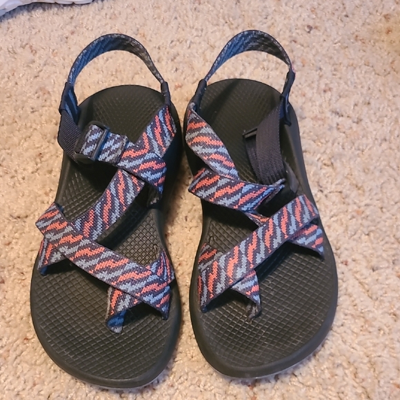 Chaco Shoes - Chaco Womens Strappy Sandals - Blue and Pink Pattern size 8 used.